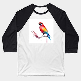 Cardinal Bird Portrait In Watercolors & Pen Baseball T-Shirt